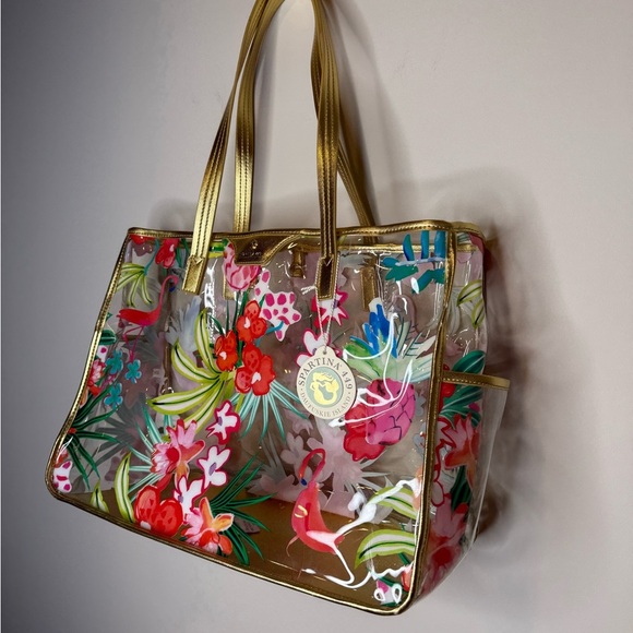 Spartina 449 Flamingo Floral Retreat Clear Beach Tote - Picture 6 of 13
